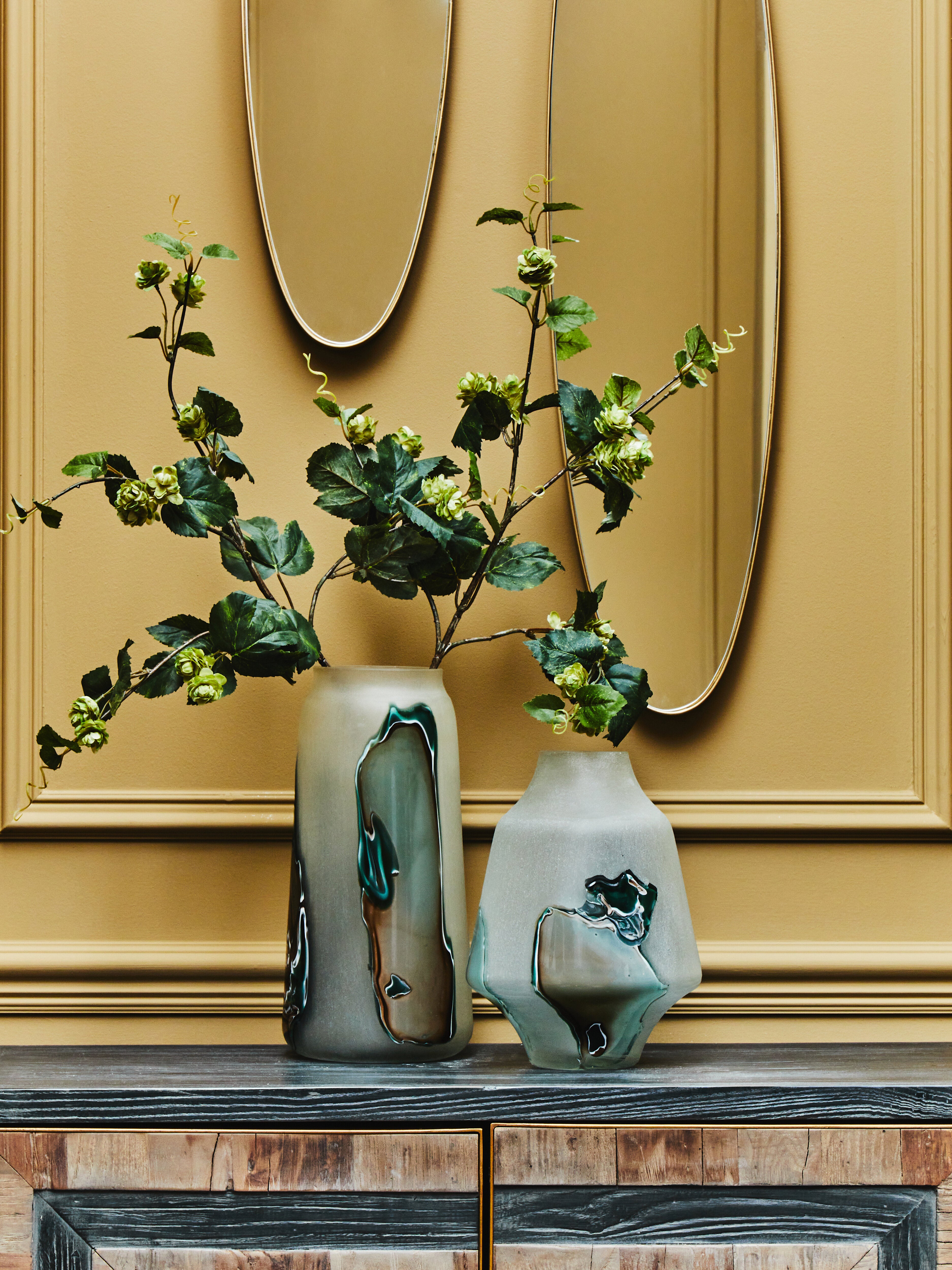 Oreana Frosted Abstract Glass Vase Tall